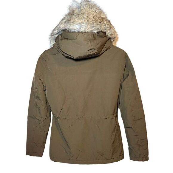 Topshop Jaxson Faux Fur Short Hooded Parka In Military Green - Picture 5 of 13